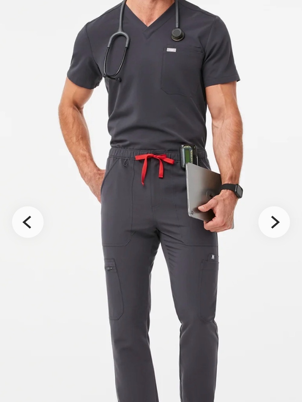 FIGS Men’s Charcoal Gray Scrub Set - LeonTop Cairo Pants size large